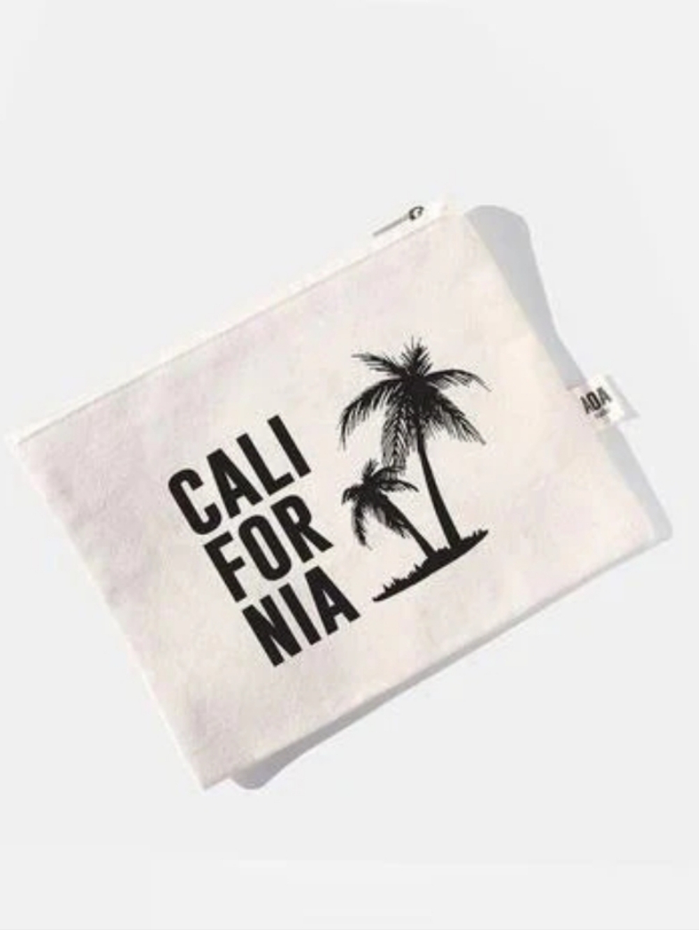 Canvas 'California' Zip Pouch - White